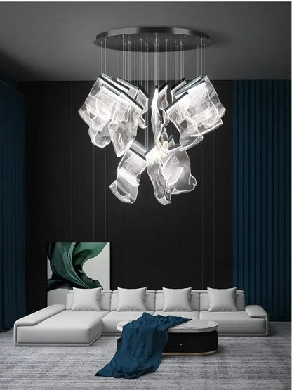 Modern sculptural gold led modern ceiling chandelier living room
