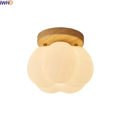 Modern pumpkin wood led modern ceiling light for living room