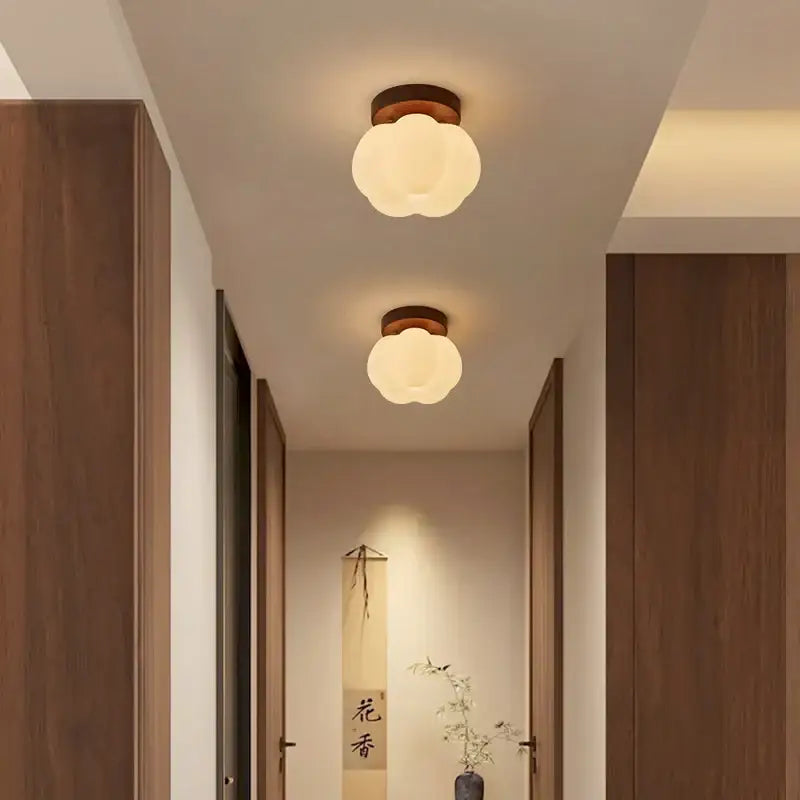 Modern pumpkin wood led modern ceiling light for living room