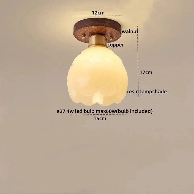 Modern pumpkin wood led modern ceiling light for living room