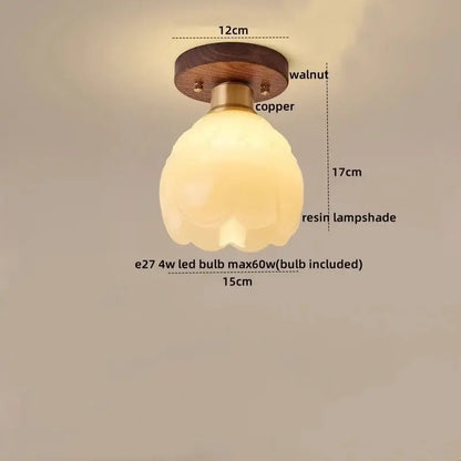 Modern pumpkin wood led modern ceiling light for living room