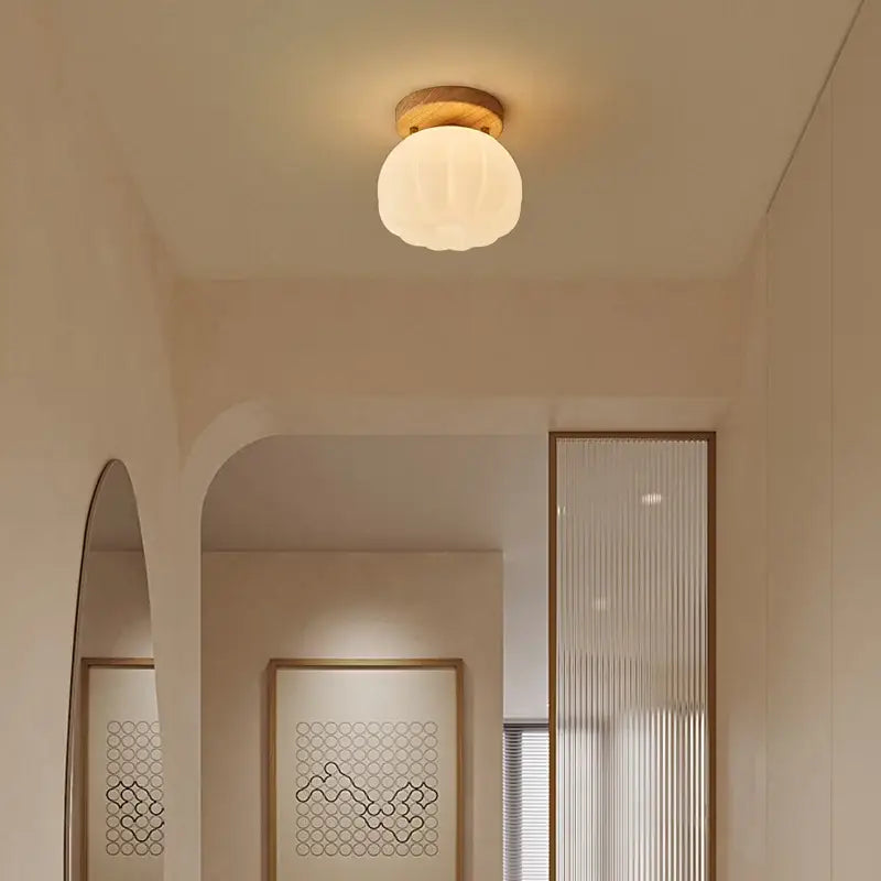 Modern pumpkin wood led modern ceiling light for living room