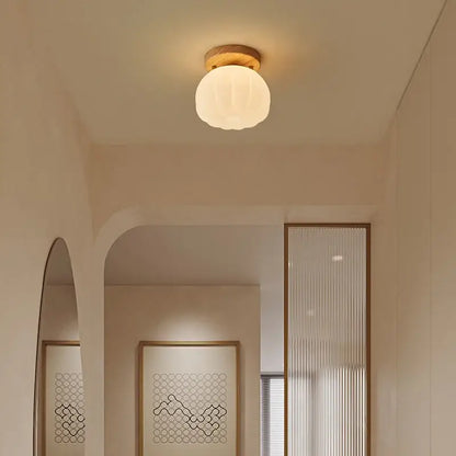 Modern pumpkin wood led modern ceiling light for living room