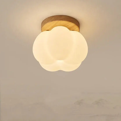 Modern pumpkin wood led modern ceiling light for living room