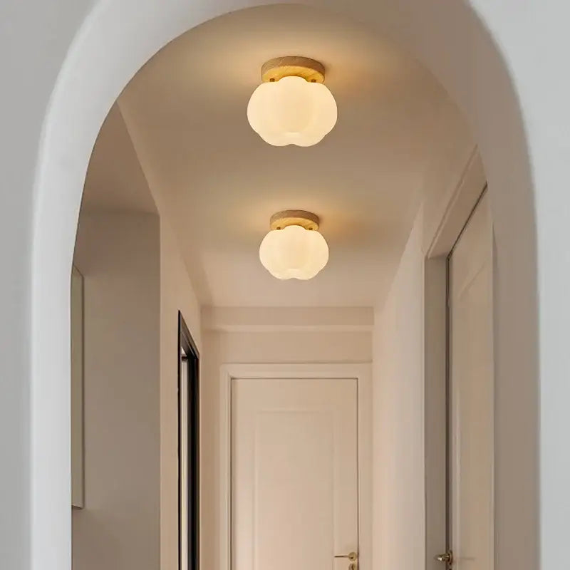 Modern pumpkin wood led modern ceiling light for living room