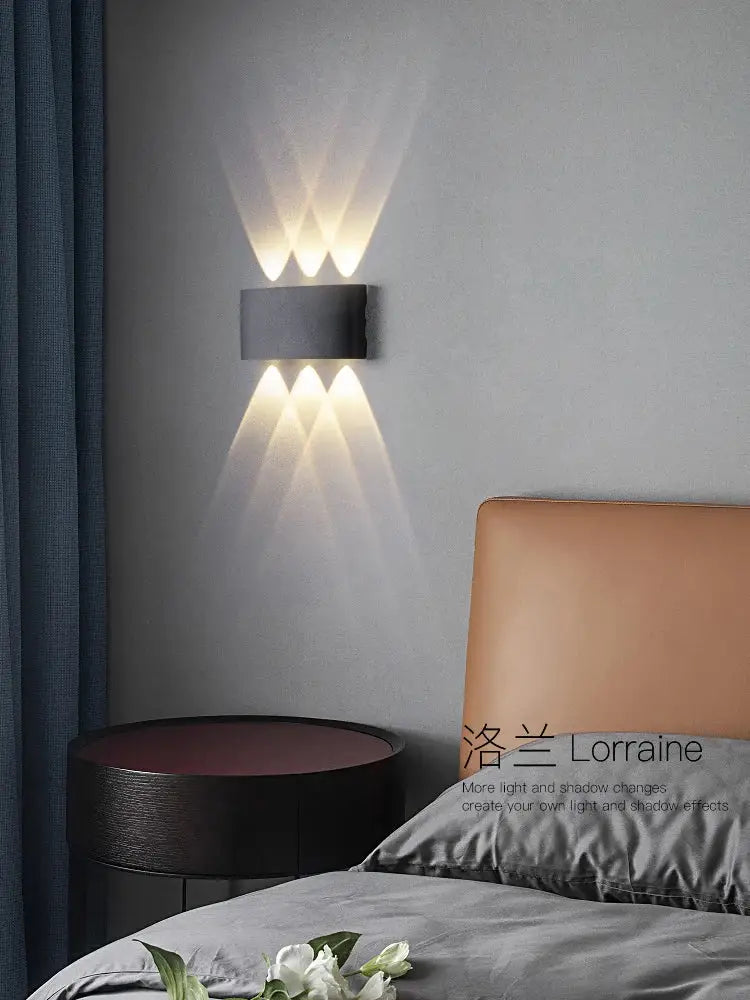 Modern black geometric led wall lamp for living room