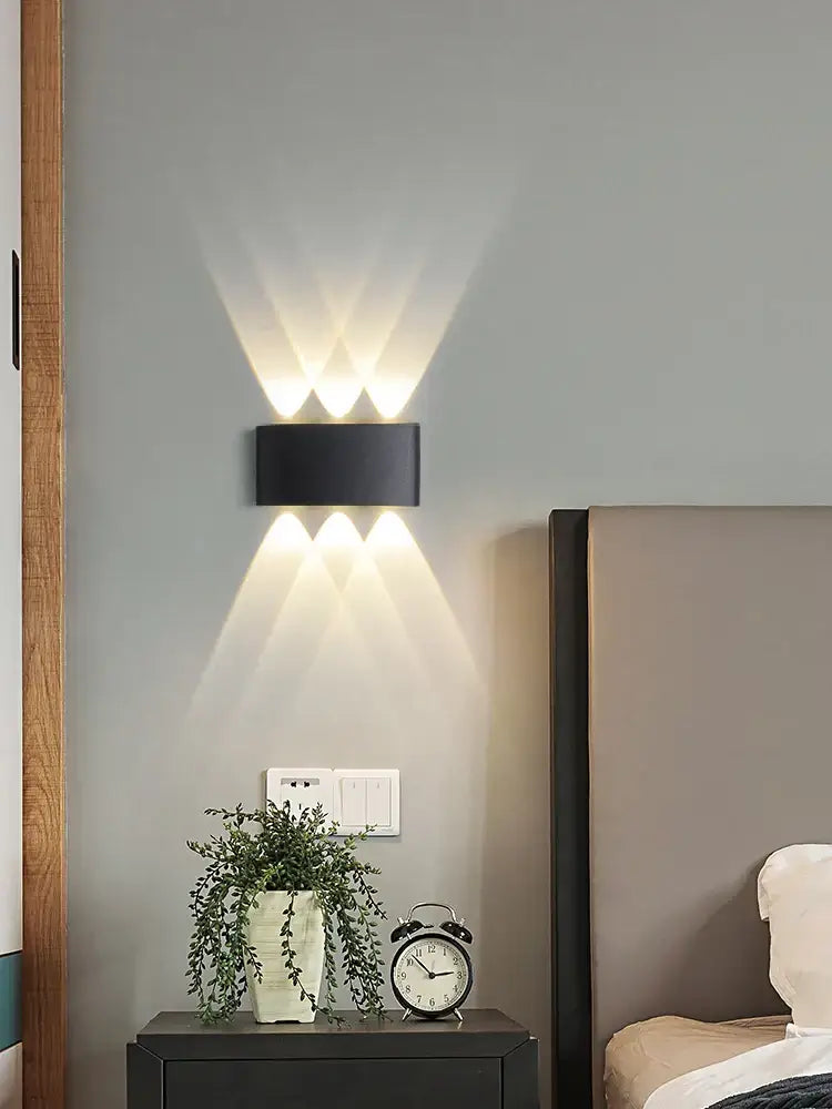 Modern black geometric led wall lamp for living room