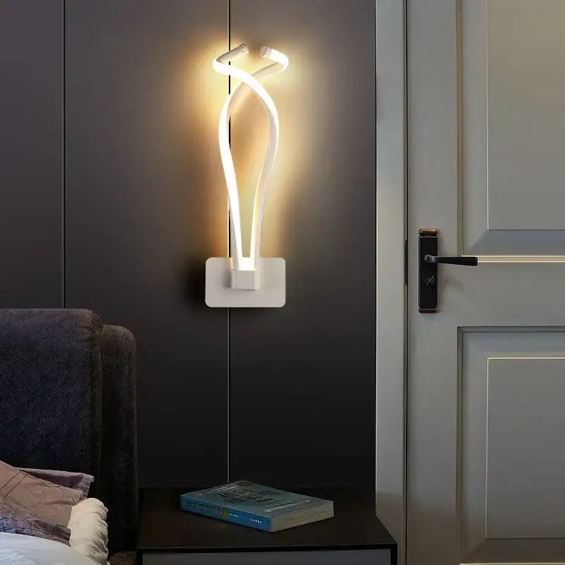 Modern black & gold twisted led modern wall lamp for bedroom