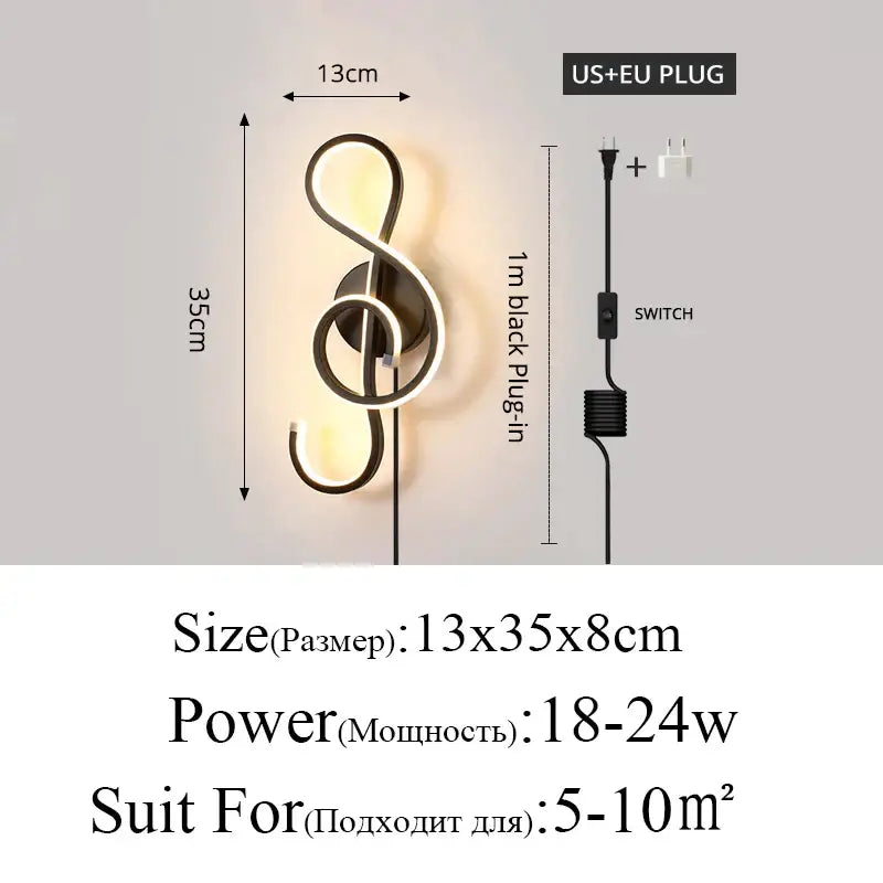 Modern black & gold twisted led modern wall lamp for bedroom