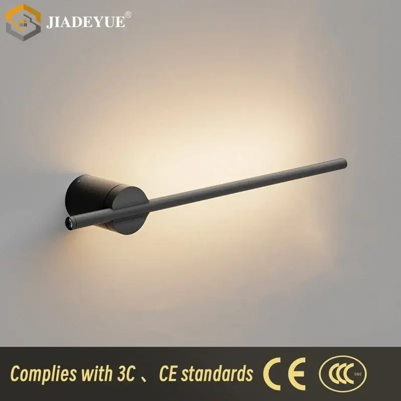 Modern matte black wall lamp – bedroom cylindrical sconce with switch