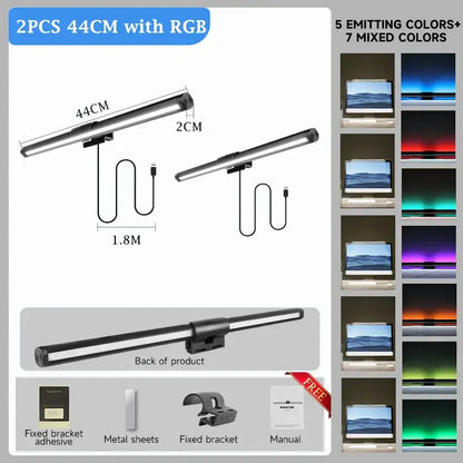 Sleek black rgb led monitor bar desk lamp for office gaming setup