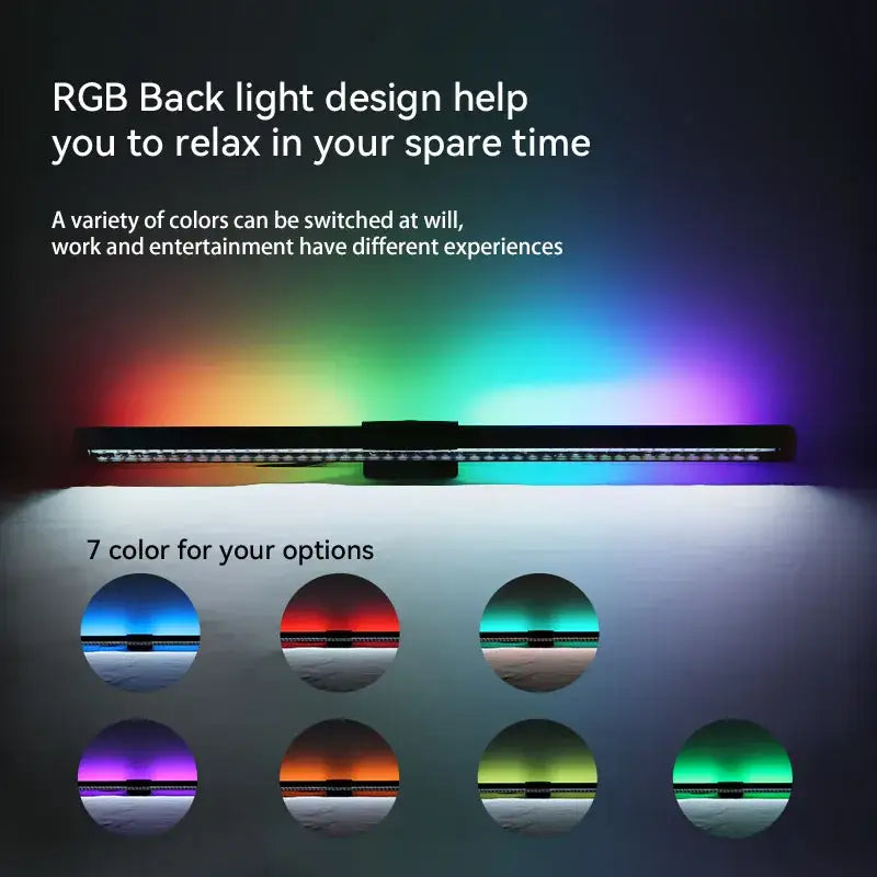 Sleek black rgb led monitor bar desk lamp for office gaming setup