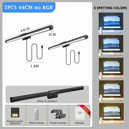 Sleek black rgb led monitor bar desk lamp for office gaming setup