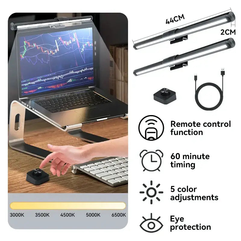 Sleek black rgb led monitor bar desk lamp for office gaming setup