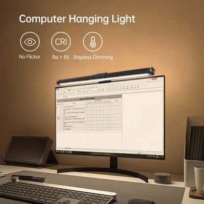 Sleek black rgb led monitor bar desk lamp for office gaming setup