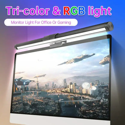 Sleek black rgb led monitor bar desk lamp for office gaming setup