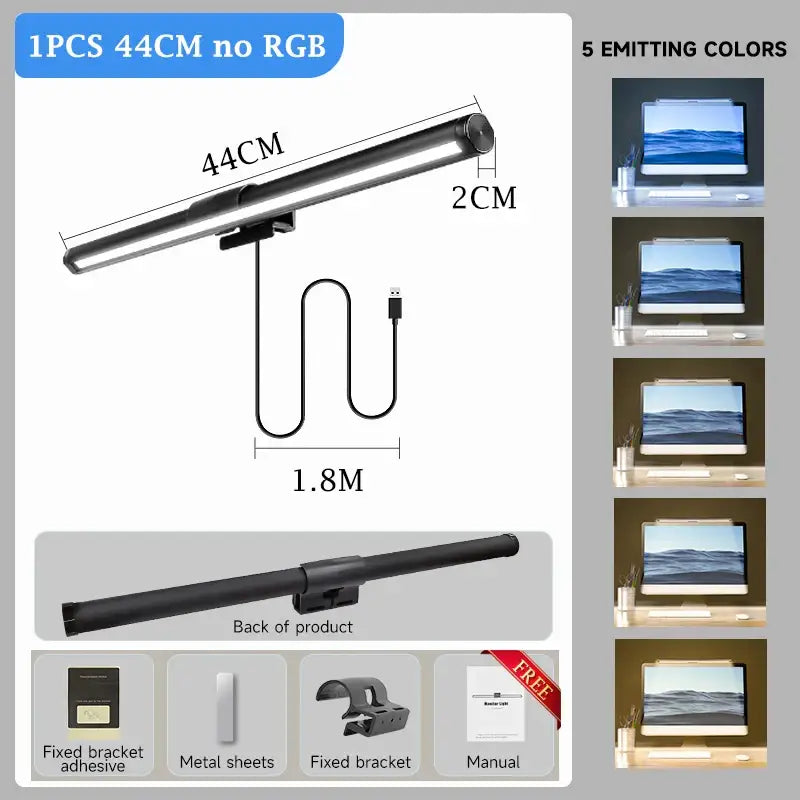 Sleek black rgb led monitor bar desk lamp for office gaming setup