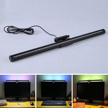 Sleek black rgb led monitor bar desk lamp for office gaming setup