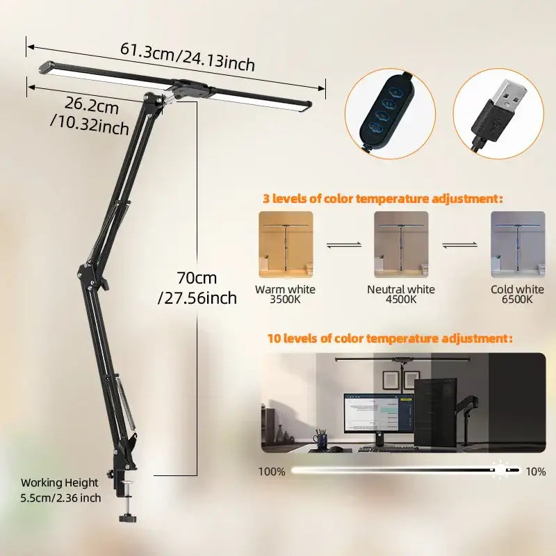Modern black monitor desk lamp office eye care screen bar light