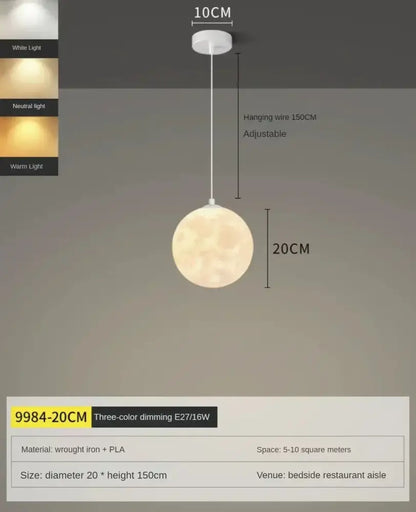 Modern led moon planet ceiling chandelier for bedroom lighting