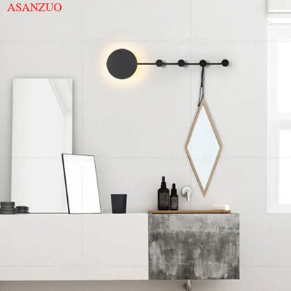 Minimalist black led moon wall lamp bedroom sconce light