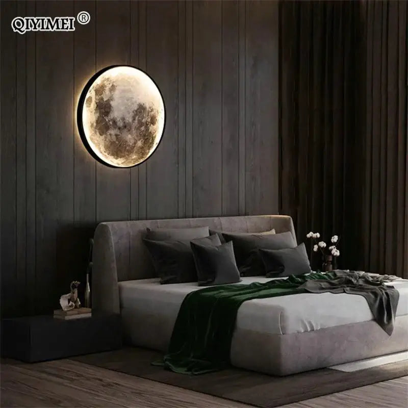 Minimalist led moon wall lamp bedroom glowing rock lighting
