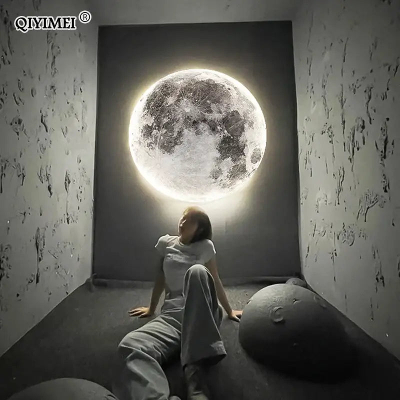 Minimalist led moon wall lamp bedroom glowing rock lighting