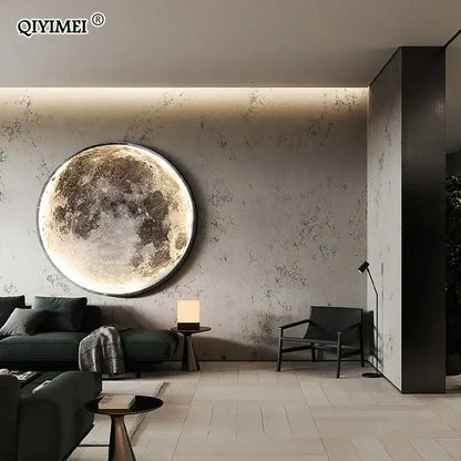 Minimalist led moon wall lamp bedroom glowing rock lighting