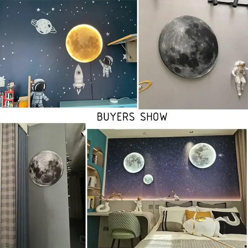 Modern grey led moon wall lamp bedroom lighting