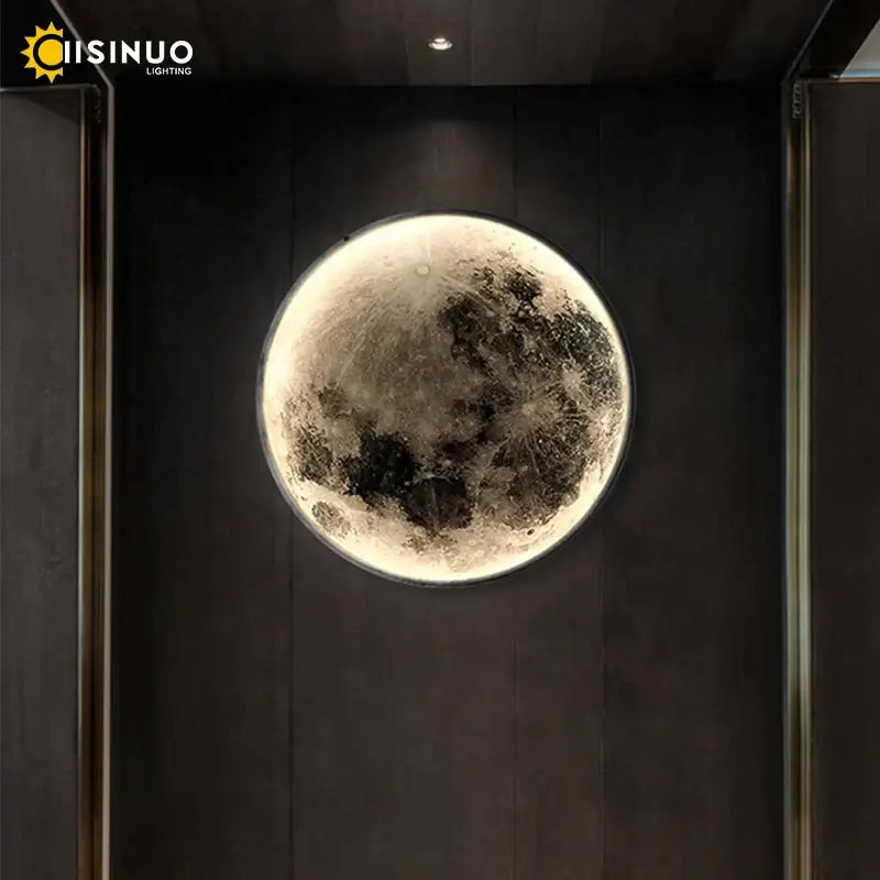Modern grey led moon wall lamp bedroom lighting