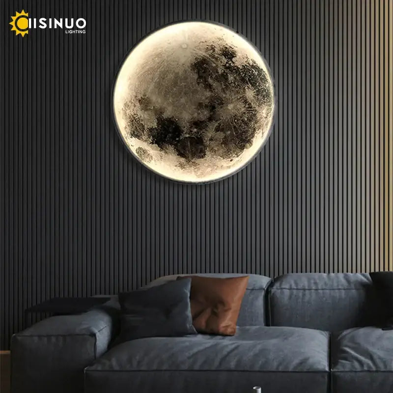 Modern grey led moon wall lamp bedroom lighting