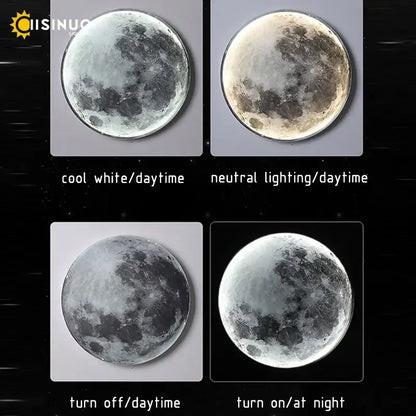 Modern grey led moon wall lamp bedroom lighting