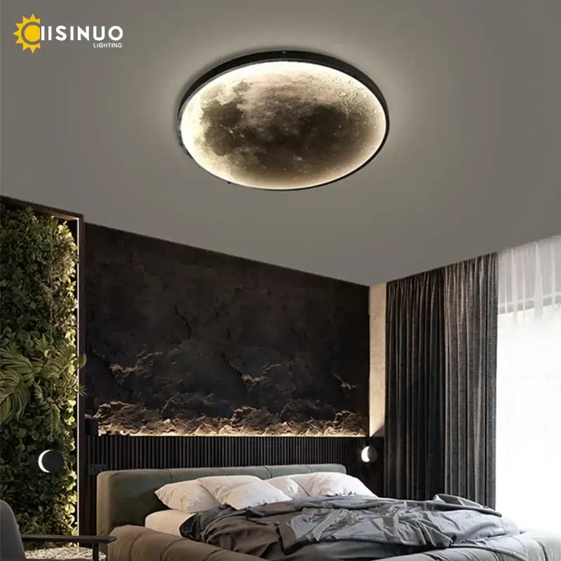 Modern grey led moon wall lamp bedroom lighting