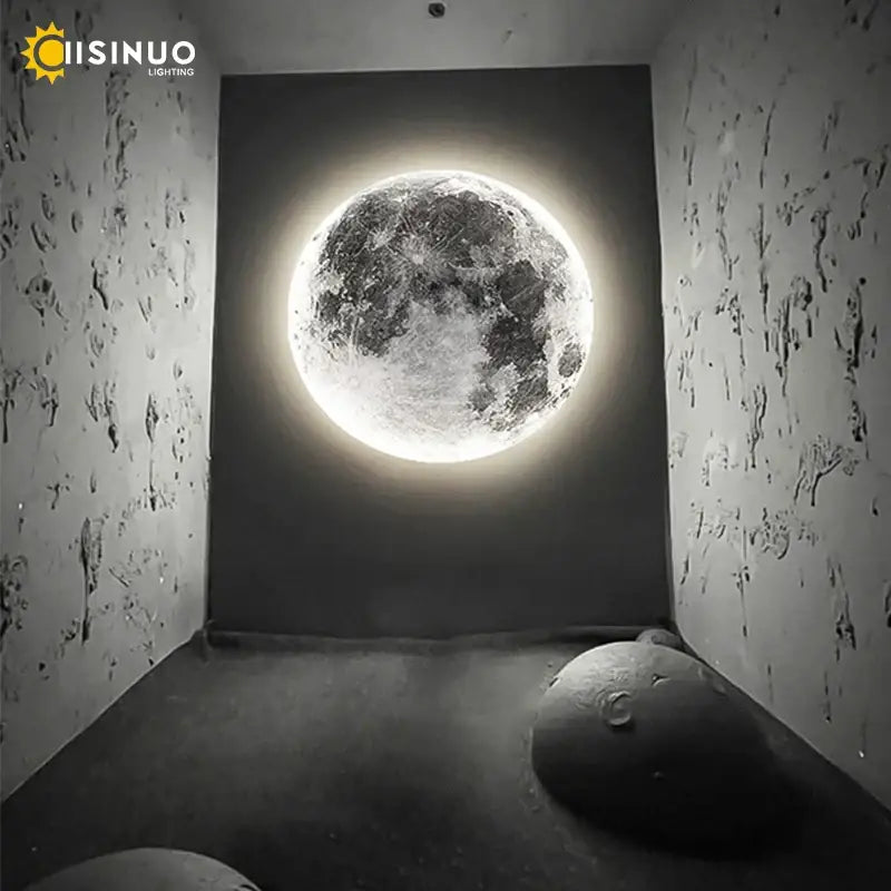 Modern grey led moon wall lamp bedroom lighting