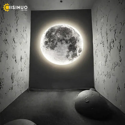 Modern grey led moon wall lamp bedroom lighting