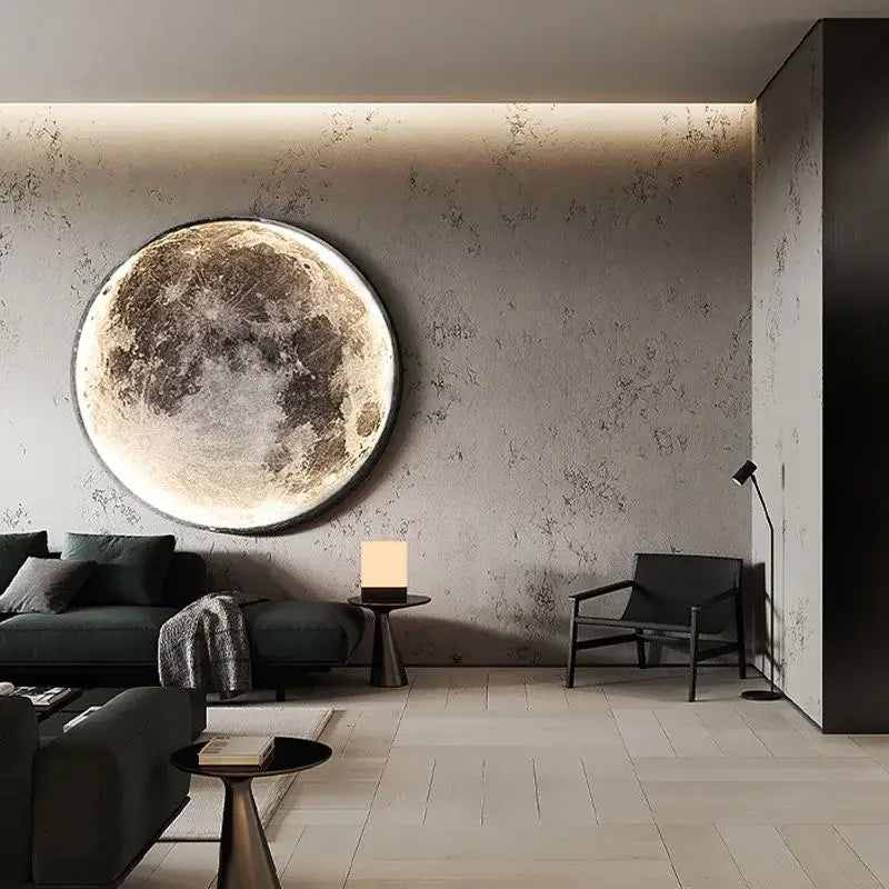 Modern textured led moon wall lamp for bedroom decor