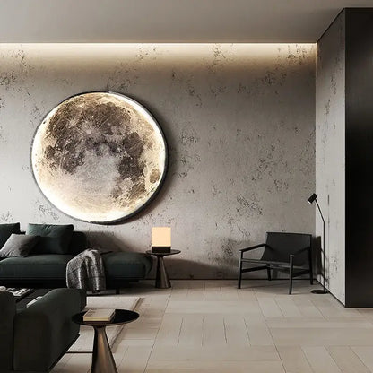 Modern textured led moon wall lamp for bedroom decor
