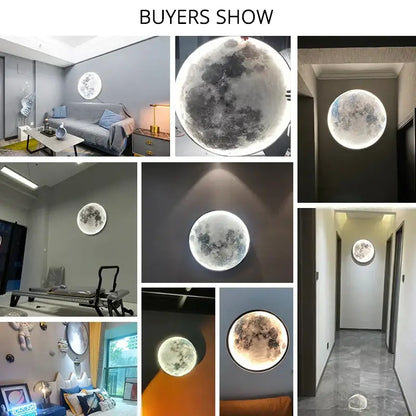 Modern textured led moon wall lamp for bedroom decor