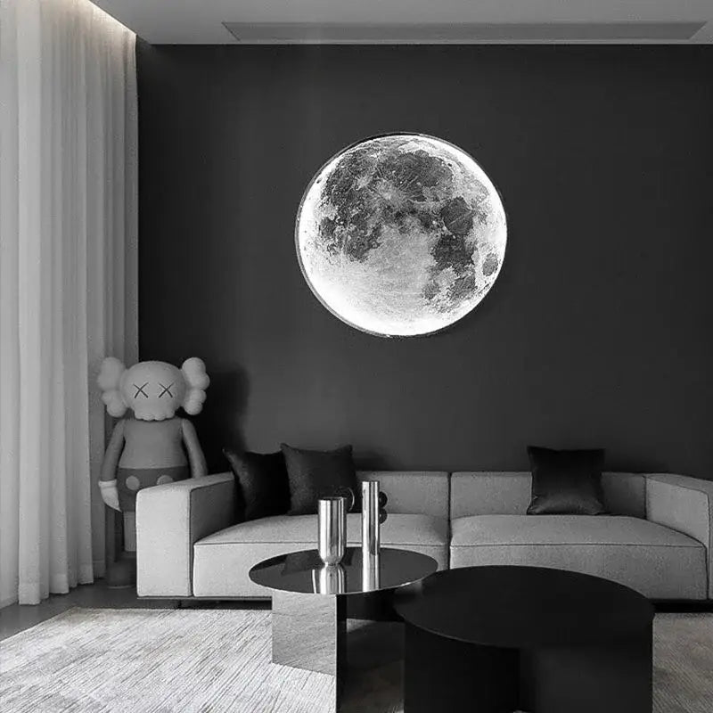 Modern textured led moon wall lamp for bedroom decor