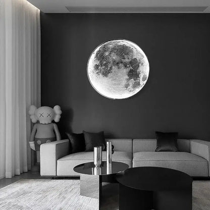 Modern textured led moon wall lamp for bedroom decor