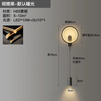 Modern gold led moon wall lamp bedroom ambient sconce