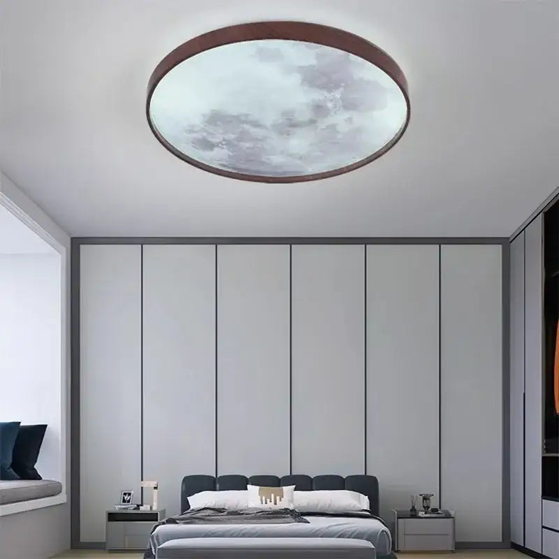 led moon wood ceiling light and clock bedroom set