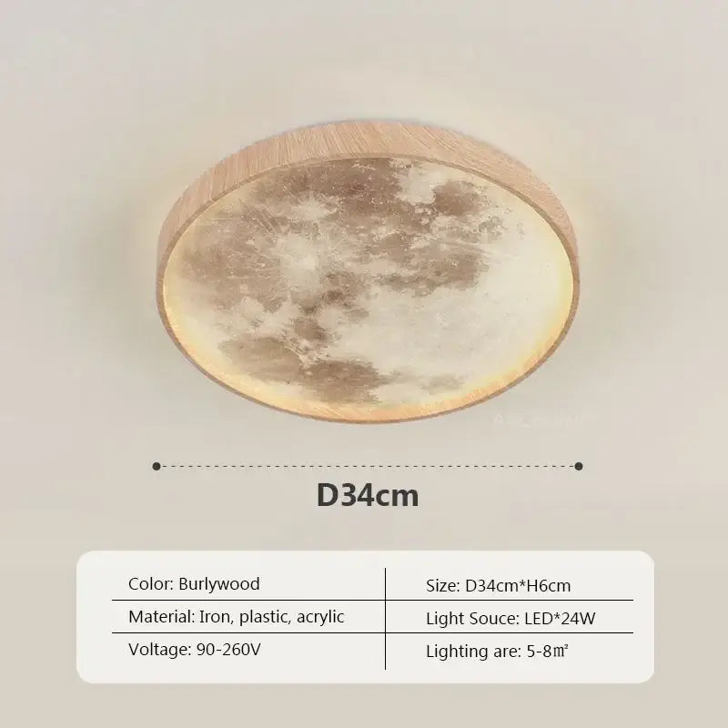 led moon wood ceiling light and clock bedroom set