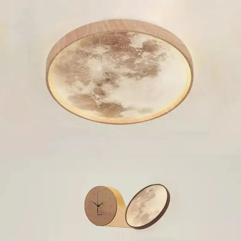 led moon wood ceiling light and clock bedroom set