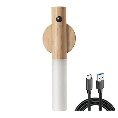 Wooden led motion sensor night light for bedroom wall sconce