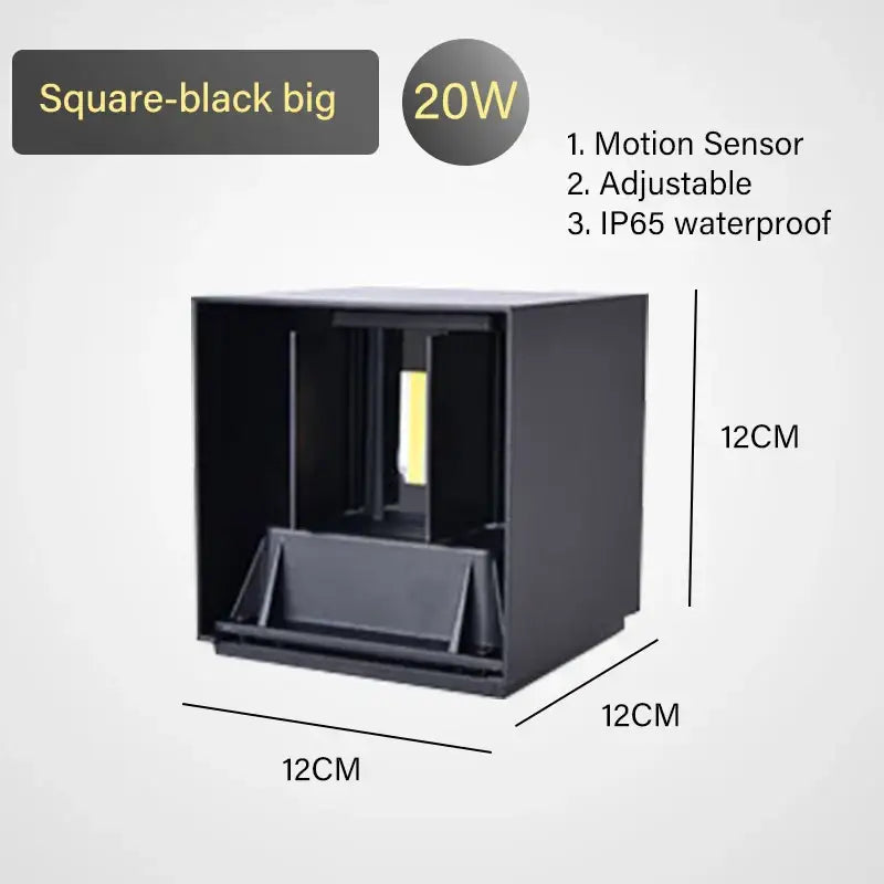 Modern black & gold motion sensor wall lamp outdoor sconce