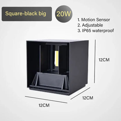 Modern black & gold motion sensor wall lamp outdoor sconce