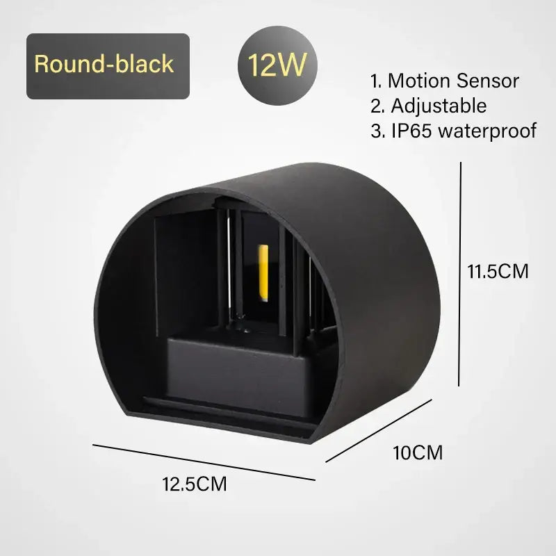 Modern black & gold motion sensor wall lamp outdoor sconce