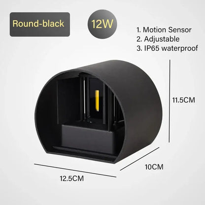 Modern black & gold motion sensor wall lamp outdoor sconce