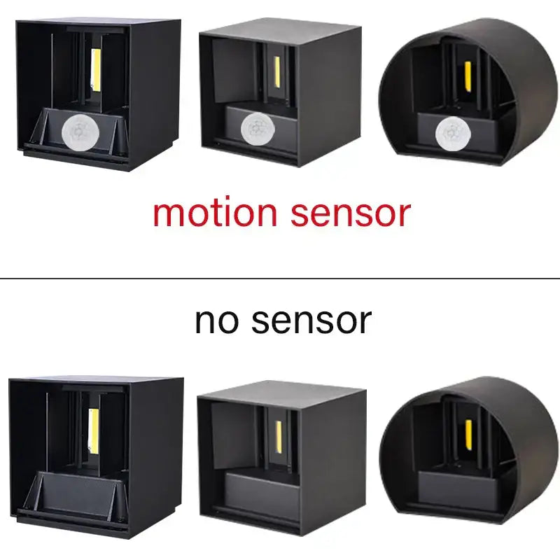 Modern black & gold motion sensor wall lamp outdoor sconce